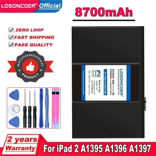 LOSONCOER 7430mAh A1395 Battery For iPad2 iPad 2 A1395 A1396 A1397 A1376 A1316 Battery+Tracking Number