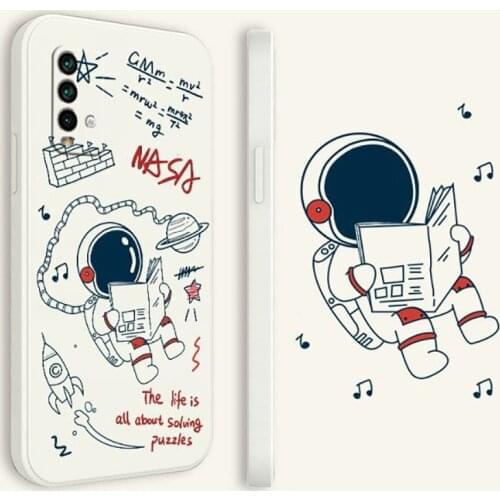 Case For Samsung A32 A52 A51 A71 Camera Protection Cases Galaxy A31 A50 A30S A50S A12 M12 Cute Astronaut Soft Back Covers
