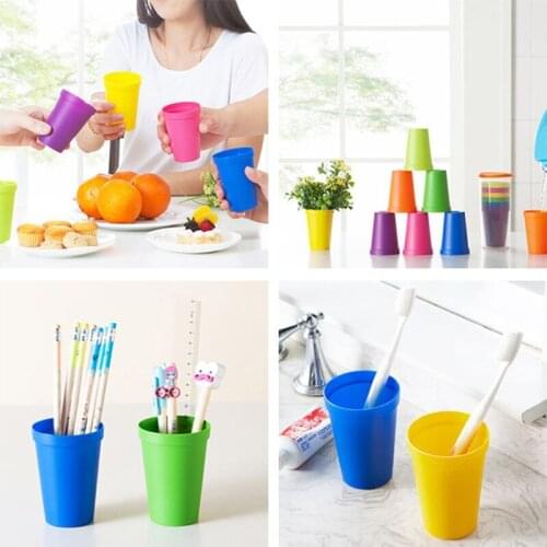 7Pcs Eco-friendly BPA-Free Camping Cup Unbreakable Juice/Water/Milk Drinking Cup Portable Picnic Mug Rainbow Cup