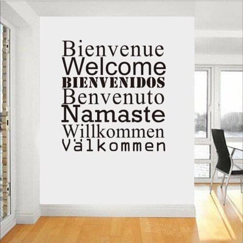 Spanish French Reference "Welcome" In Six Languages Vinyl Carving Wall Decals Family Wallpaper Room Decoration Painting DW0668