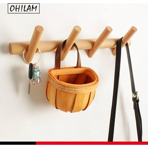 Wall Mounted Coat Hook 5 Tri Hooks Heavy Duty Rustic Beech Wood Coat Hook Rail for Coat Hat Towel Purse Robes Clothes Hanger