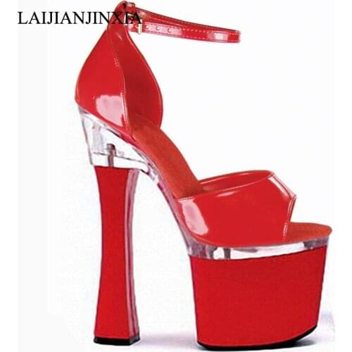 LAIJIANJINXIA Sandals Women Sexy Night Club Pole Dance Shoes 18cm High-Heeled Shoes 7 inch Ankle-Strap High-Heeled Dance Shoes