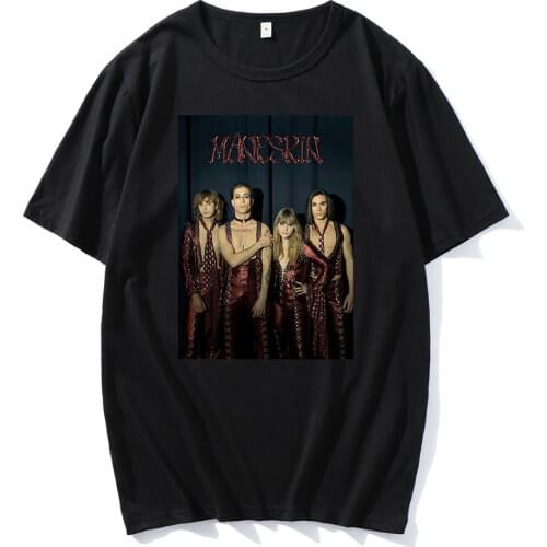 2021 Hot Sale Funny Anime Maneskin Printed O-neck Short Shirt Comfortable T-shirt Casual Cotton Oversized Daily Fashion New Tees