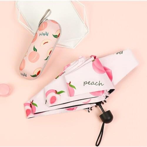Mini Capsule Cute Fruit pattern umbrella Five-folding Sun protection Anti-UV UPF50 + umbrella folding pocket Umbrellara for girl