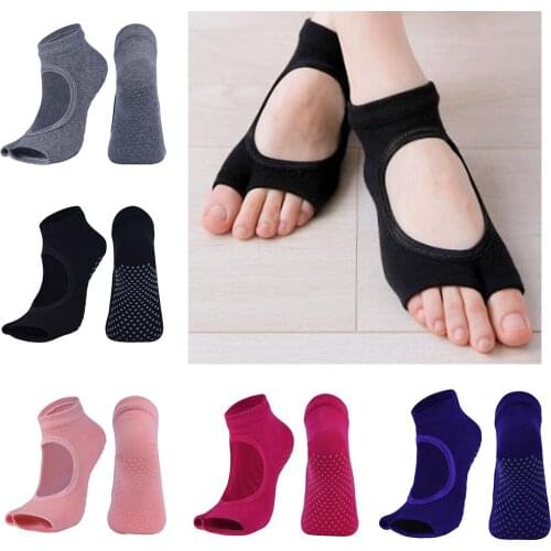Toeless Socks Yoga, Pilates, Dance, Half Toe with Grips, Anti Non Slip Skid Casual Crew Socks,One Size