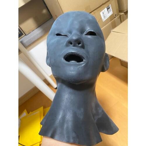 Heavy latex hood 0.7MM Thickness Latex Hood with Nose Tube open Eyes Latex Rubber Mask For Men Head size 60-64cm