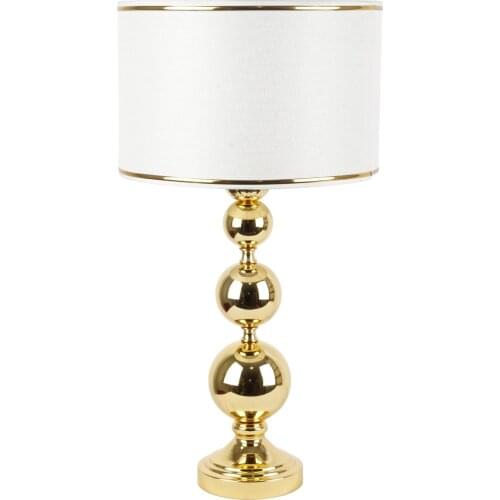 Gold Plated Triple Sphere Metal Lampshade Gold Stripe Hood Cream
