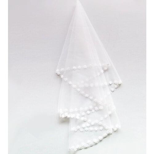 [Sale] Women Wedding Bridal Elegant Tulle Veil Ivory Elbow-length One-layer Lace-edge