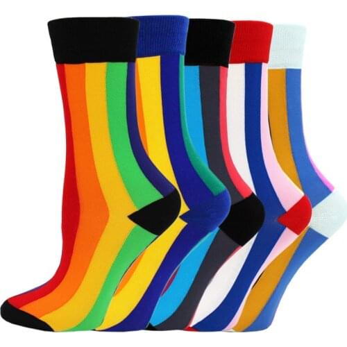 RMSWEETYIL Rainbow Colorful Striped Socks Women Crazy Novelty Funky Fun Multicolor Neon Pride Ladies Girls Casual Dress Sock