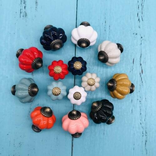 Variety Antique Ceramic Pumpkin Cabinet Handle Knobs Euro Classical Furniture Door Knobs Drawer Cupboard Kitchen Pull Handle 1pc