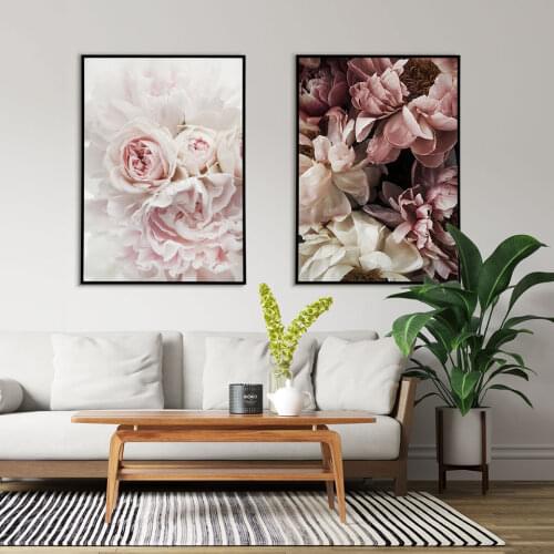 Self-adhesive Wall StickerRoses Posters Prints Peonies Poster Scandinavian Wall Art Flowers Wall Pictures For Living Room