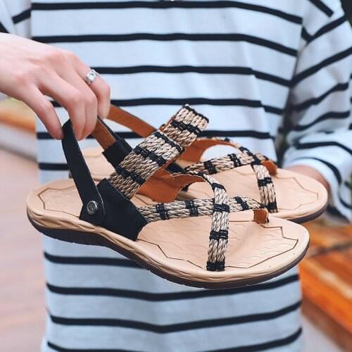 Owens Sandals Men Sandels Fashion Shoes Black Sandals Summer Mens Slippers Beach Sandal Man Leather Rubber Slide Sandalie Roman
