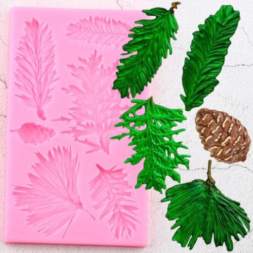 Pine Branch Silicone Molds DIY Nut Pine Cone Christmas Cake Decorating Fondant Mold Cake Baking Candy Chocolate Gumpaste Moulds