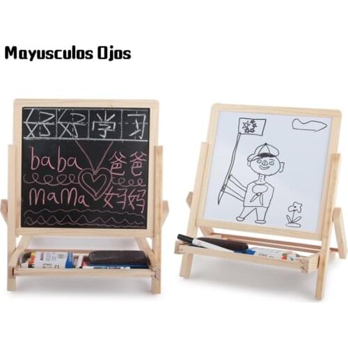 Folding Wooden Double-sided Magnetic Childrens Drawing Board Blackboard Toys 3-6 Years Old