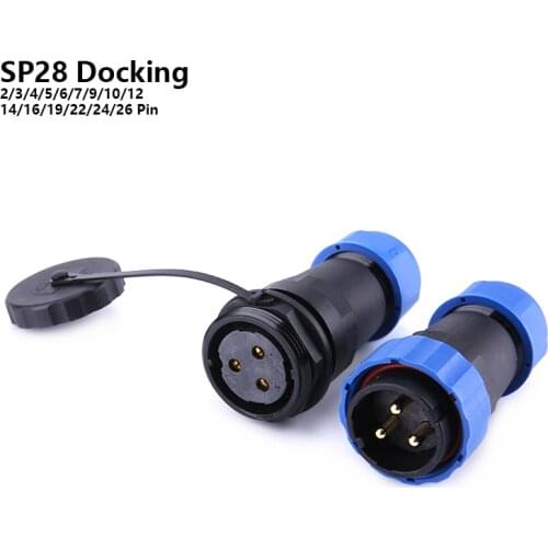 SP28 IP68 Butt TYPE cable waterproof Aviation connector 2/3/4/5/6/7/9/10/12/14/16/19/22/24/26 Pin Electric Docking plug socket