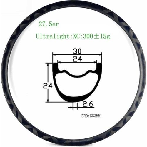 Ultralight 27.5er mountain bike wheel disc carbon rim asymmetric xc 30x24mm tubeless mtb carbon wheel bow-knot 24H 28H 32H
