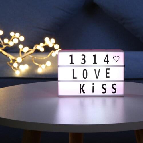 A6 Size LED Letter Combination Night Light Box Lamp DIY Black Letters Cards AA Battery Cinema Lightbox