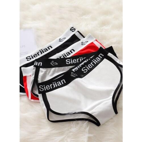 Simple sports style briefs women 100%cotton mid-waist three packs