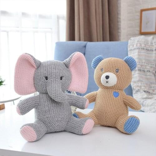 Nordic style Ins hot Knitted elephant Bunny Dinosaur Stuffed Toy Toy Safety Bite Baby toys infant Sleeping Appease Infants Doll