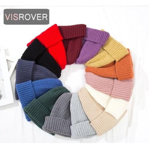 VISROVER 14 Colorsways Woman/Man/Kid Winter Hat Acrylic Beanie Unisex Crochet Knit Cap Skullies Beanies Warm Caps Kid Bonnet