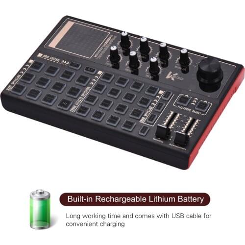 Muslady K300 Live Sound Card External Voice Changer Audio Mixer Kit Built-in Rechargeable Battery Multiple Sound Effects