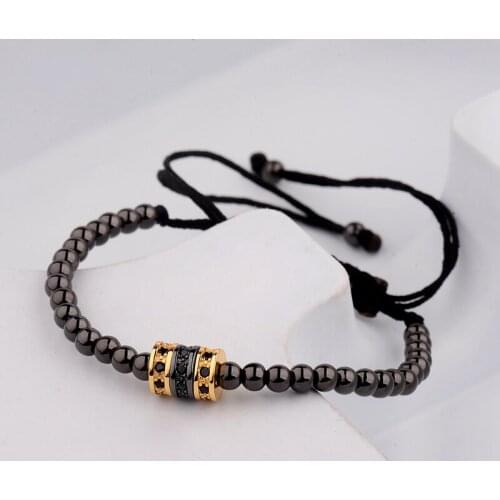 DOUVEI Classic Style Charm Men 4mm Copper Beads Bracelet Micro Inlay Zircon Bracelets For Women Adjustable Bracelet Homme AB1013