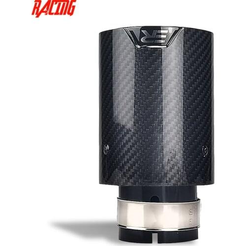 1 piece Carbon fiber thicken exhaust tail throat tips with black stainless suitable for car muffler modification pipe tip