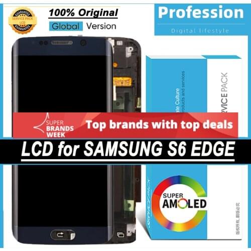 100% Original 5.1'' AMOLED Display for Samsung Galaxy S6 edge G925 G925I G925F LCD Touch Screen Repair Parts + Service Pack