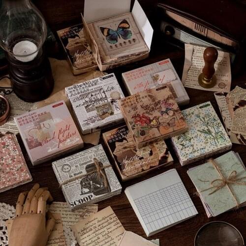 100Pcs/Lot Retro Plants Form Newspaper Material Paper Junk Journal Planner Scrapbooking Vintage Decorative DIY Craft Paper