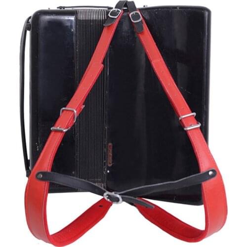 120 bass / 96 bass red leather accordion strap
