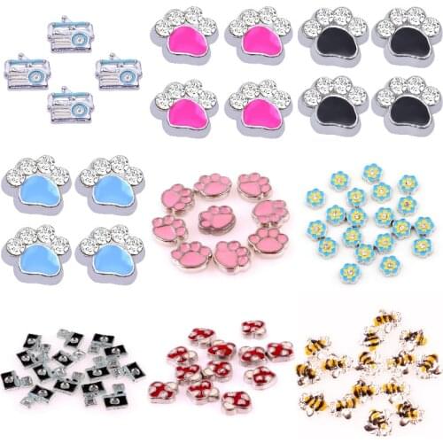 20Pcs/lot Pink Dog Footprint Shaped Floating Charms For Living Memory Glass Locket Necklaces Jewelry Wholesale