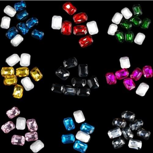 4*8mm 8*10mm Point Back Rectangle 3D Glass Crystal Rhinstone 3d Decorations Charms For Jewelry Cowboy Clothing Design DIY