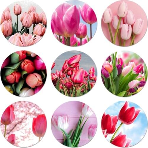 58mm Pretty flower tulip Badge Brooch Pin Accessories For Clothes Backpack Decoration gift