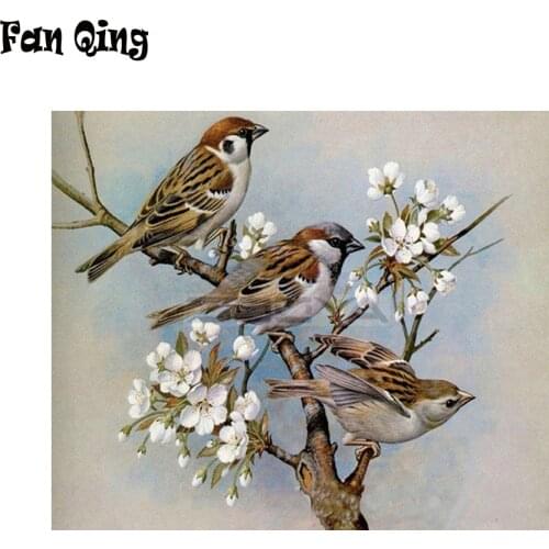 5D Diy Diamond Painting Sparrow Bird And Flowers Embroidery Picture Round Square Rhinestones Mosaic Cross Stitch Art Home Decor