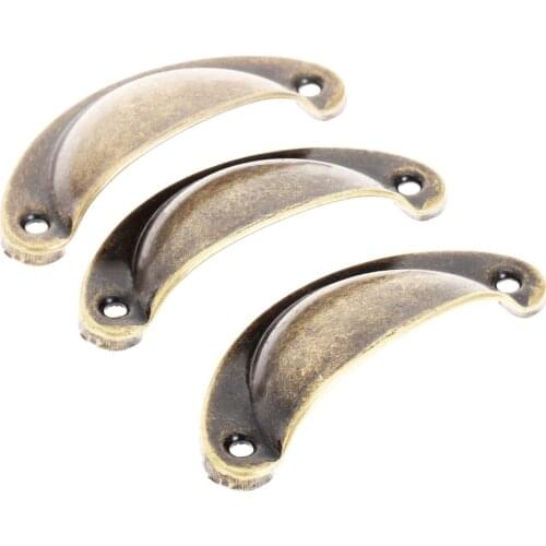 6Pcs/lot Antique Shell Pull Handle Vintage Cabinet Semicircle Knobs Cupboard Door Kitchen Cabinet Drawer Pulls 80mm with screws