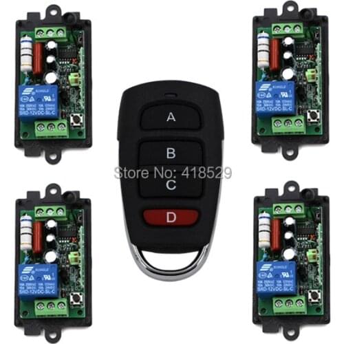110V 220v rf wireless remote control light switches,New 10A 4ch light remote control switch for intelligent home SKU: 5053