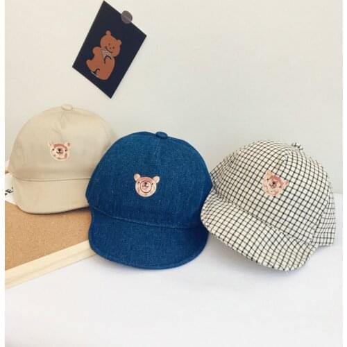 Spring and Summer New Boys and Girls Shade Baseball Beret Cute Cartoon Bear Head Baby Soft-edge Breathable Fashion ChildrensCap