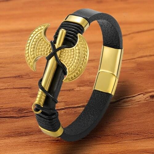 Charm Rope Braided Dropshipping Black Genuine Leather Bracelet Men Magnetic Multilayer Stainlees Steel Cuff