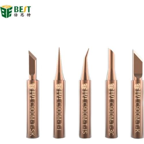 BST-C900M-T Pure copper special tip I nozzle soldering iron tip fine IS curved nozzle red copper 5 kit for welding fly jump wire