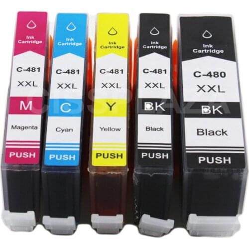 CISSPLAZA 5colors PGI480 PGI-480 CLI-481 Ink Cartridge compatible for Canon PIXMA TS6140 TR7540 TR8540 printer
