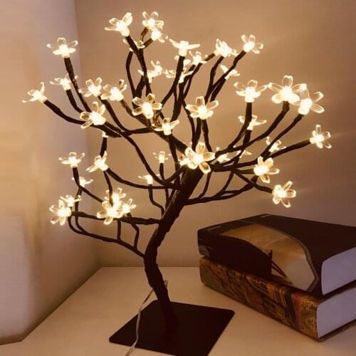 Modern Home Bedroom Decoration Cherry Blossom Tree LED Table Lamp Nordic Style Bedside Table Lamp Decor For Bedroom Lighting
