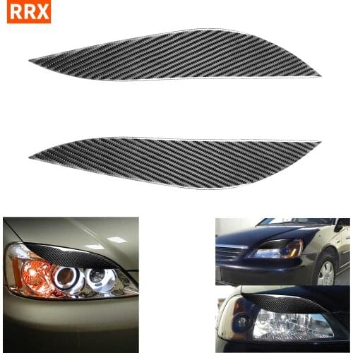 For Honda Civic 7th 2001-2003 Carbon Fiber Headlights Eyebrows Eyelids Cover Eyelash Headlamp Stickers Tuning Car Accessories