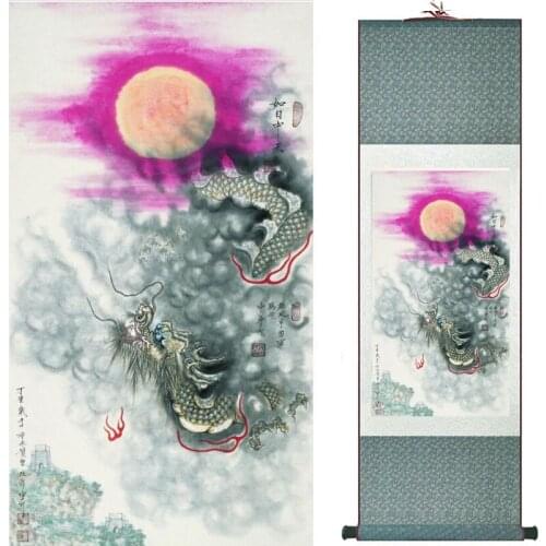 Dragon painting the black dragon in the sky Chinese scroll painting dragon painting20190905042