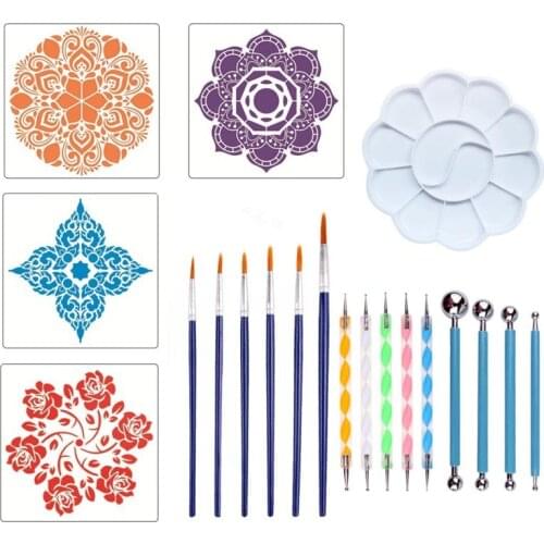 20Pc Painted Template Pointed Tip Nylon Painting Brush Set Palette DIY Graffiti Artist Draw Art Supplies School Stationery 03181