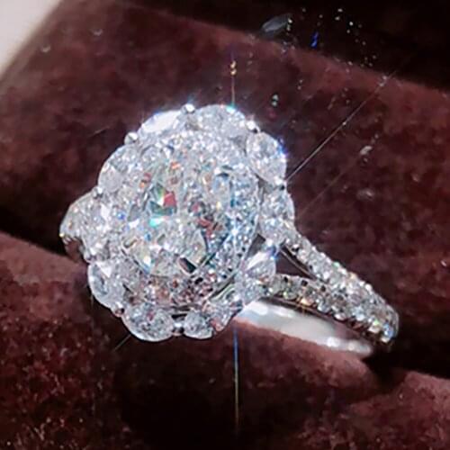 10K AU417 White Gold Women Wedding Anniversary Engagement Party Ring 1 2 3 4 5 Carat Oval 2 Lap Moissanite Diamond Ring Luxury