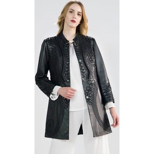 Leather Jacket Coat Genuine Female Sheepskin Womens Clothing Spring Autumn Elegant Cuaro Genuino CNM014