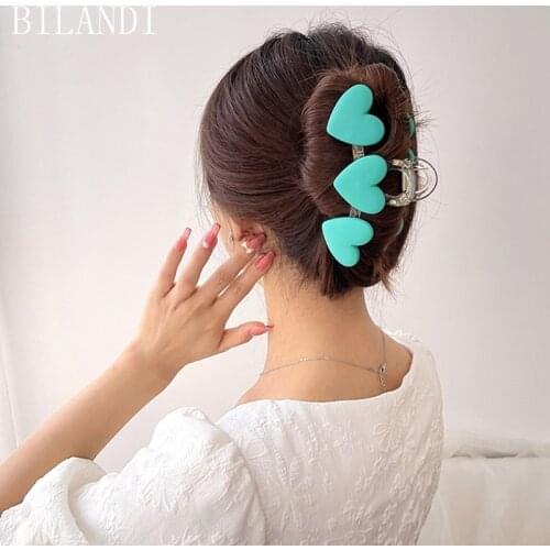 Bilandi Candy Color Sweet Heart Hair Clips Hairpin Headdress Pearls Female Acrylic Geometric Love Hairpin Hair Accessories