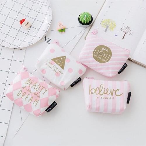 Fashion woman Napkin Bag coin Purse Holder Organizer Storage Bags Zipper Travel Key organizers Pouch Pad Cute print Canvas Bag