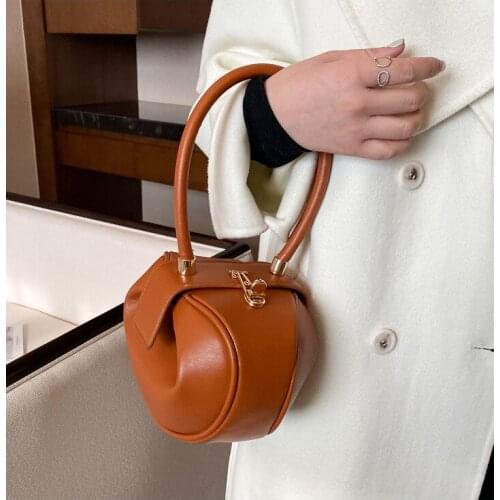 Fashion Round Women Handbags Designer Ball Shape Lady Shoulder Bags Luxury Pu Leather Tote Bag Quality Female Small Purses 2021