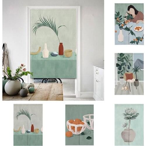 Cartoon Cotton Hemp Bedroom Kitchen Half Panel Curtain Geomantic Door Curtain Shower Blackout Curtain Doorway Hanging Curtain